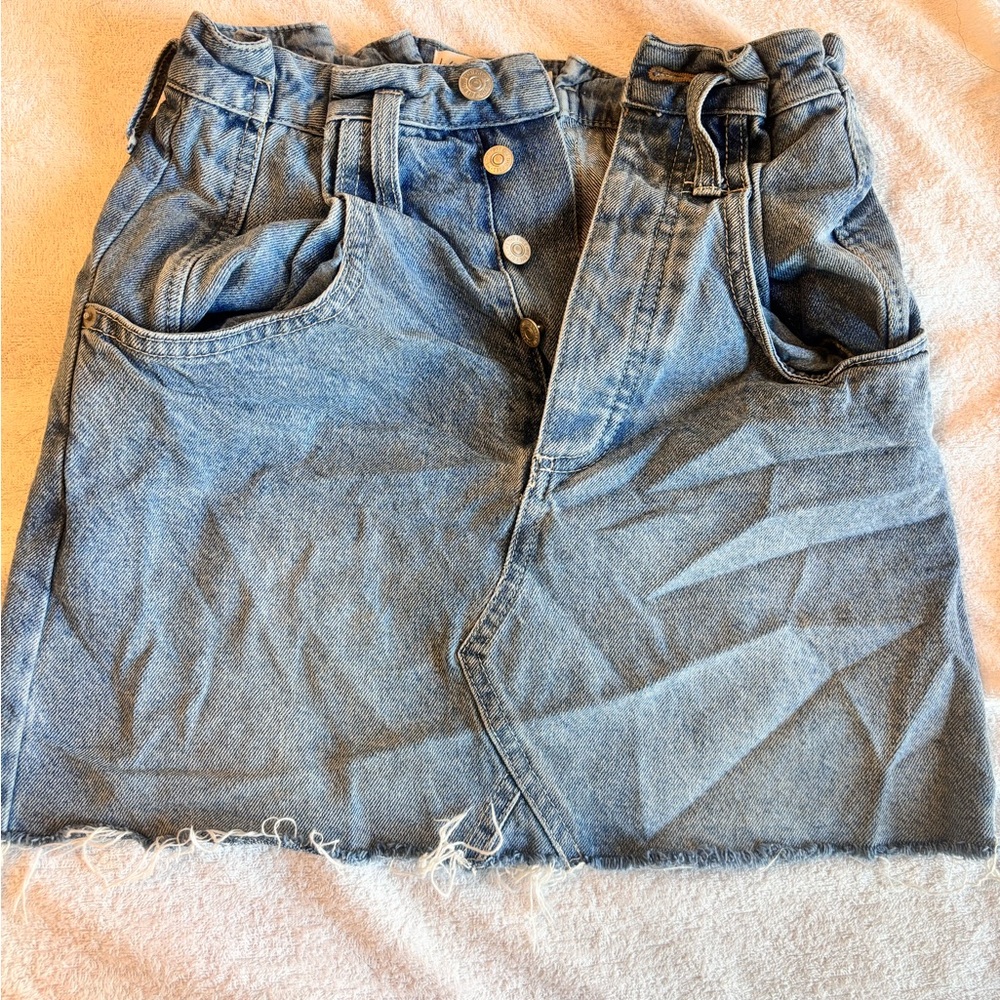 We The Free Light Blue Denim Skirt